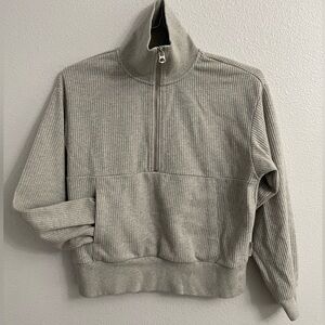 Varley Cyrus Half Zip Ribbed Gray Size Small
